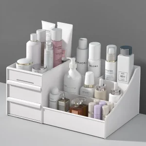 White Makeup Storage Box for Cosmetics and Skin Care - Compact Organizer